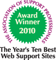 Association of Support Professionals Ten Best Web Support Sites of 2010