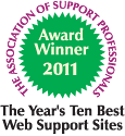 Association of Support Professionals Ten Best Web Support Sites of 2011