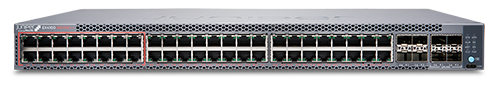 EX4100M-48p Ethernet Switch front with top low view image