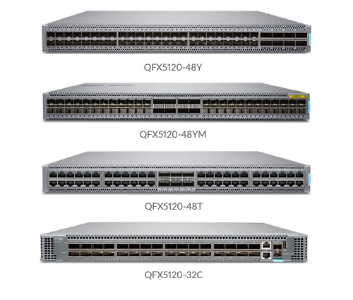 QFX5120-48Y, QFX5120-48YM, QFX5120-48T, and QFX5120-32C front with top low view image diagram