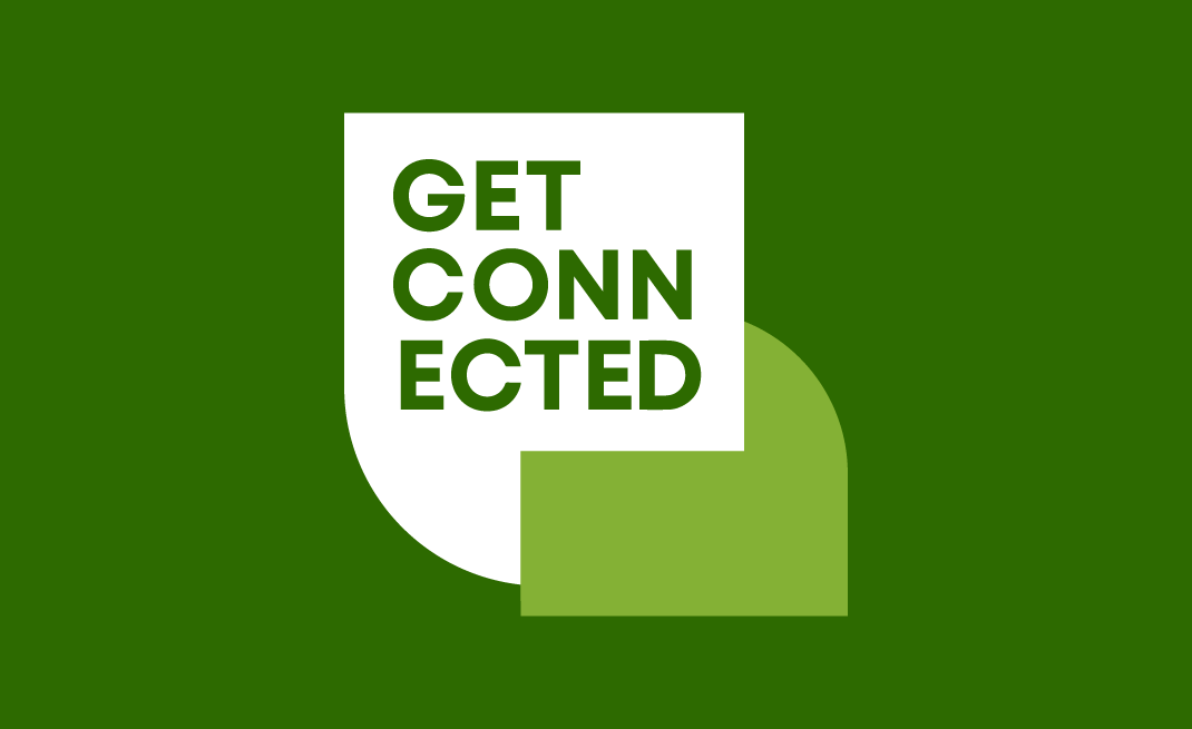 Get Connected Podcast series logo green background