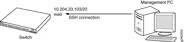 Conexão SSH de um PC de gerenciamento a um switch da Série EX