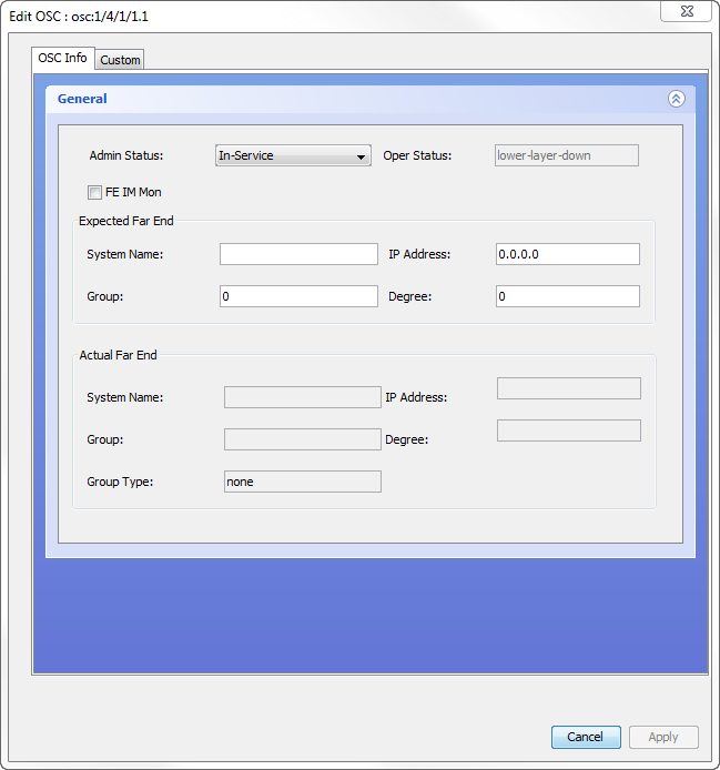 Edit OSC Dialog for a BTI7800 96-Channel Amplifier Module