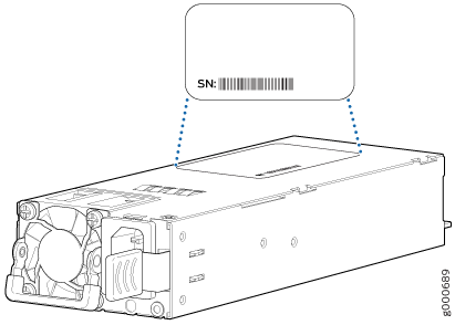 Location of
the Serial Number ID Label on an AC Power Supply Used in an OCX1100
Switch