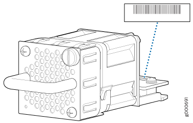 Location of the Serial
Number ID Label on the Fan Module Used in an OCX1100 Switch