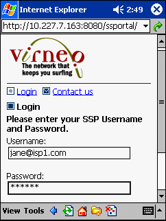 Sample Login Page for a Residential Portal
on a PDA