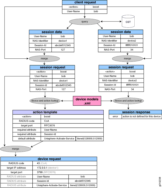 Example Data Flow for a CoA-Request