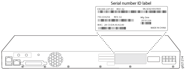 Location of the
Serial Number ID Label on EX3300 Switches