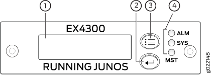 Panel LCD de un conmutador EX4300, excepto EX4300-48MP y EX4300-48MP-S