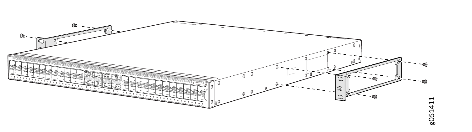 Attach the Two-Post Rack Mounting Brackets to a QFX5120-48YM Switch
Chassis