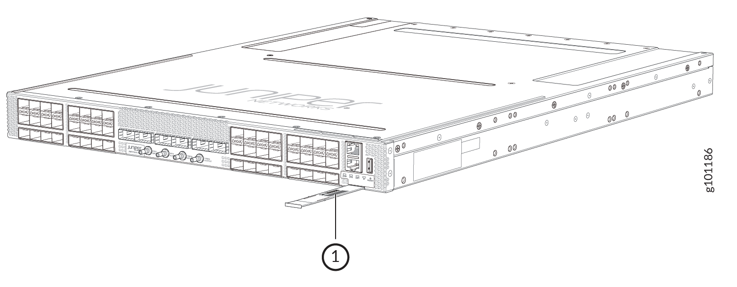 Location of
the Serial Number ID Label on an ACX7100-48L router pull-out tab