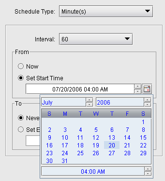 Calendar Used to Set a Start or Stop Time
