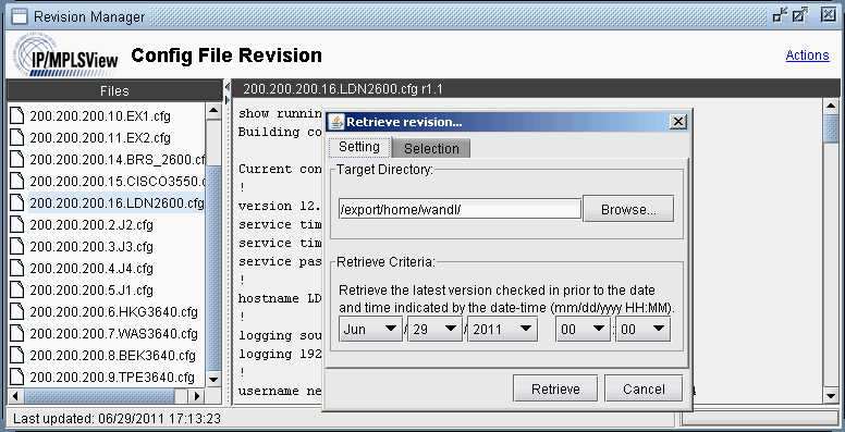Retrieving Files from the Revision Repository