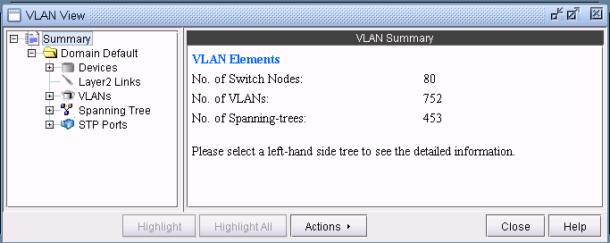 VLAN View Summary Window