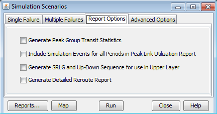 Simulation Scenarios Window Report
Options Tab