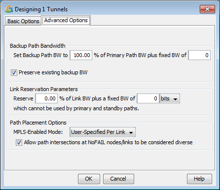 Design Tunnels Window Advanced
Options Tab