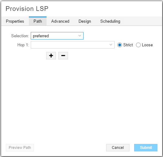 Provision LSP Window, Path
Tab