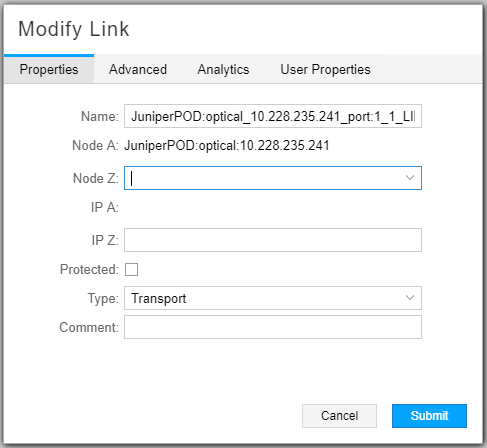 Modify Link Window