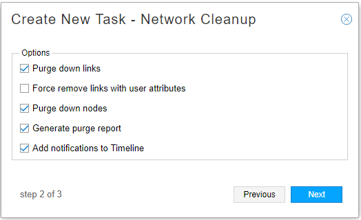 Create New Cleanup Task Options