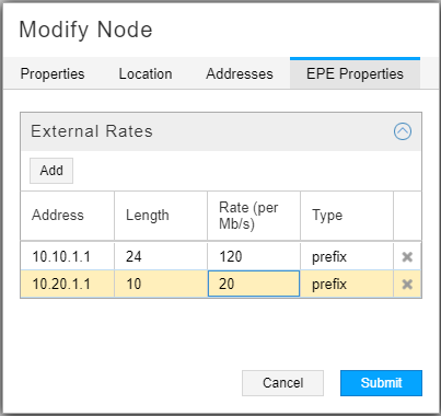 Modify Node Window,
EPE Properties Tab