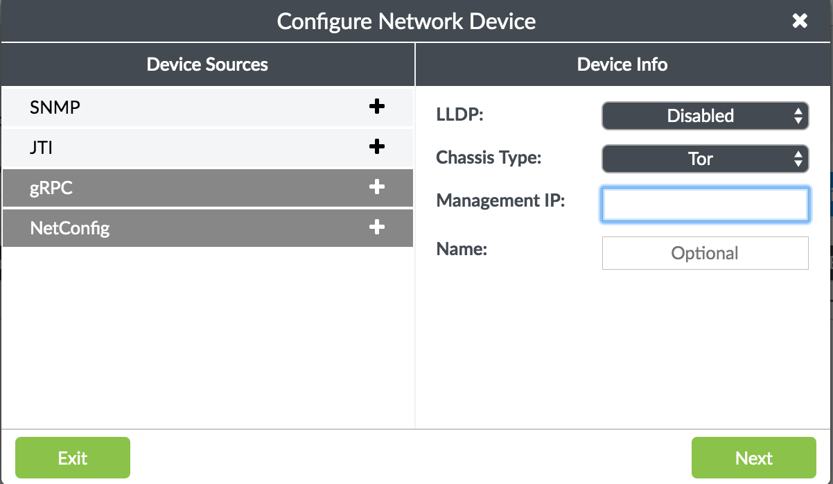 Add NETCONF Network Devices