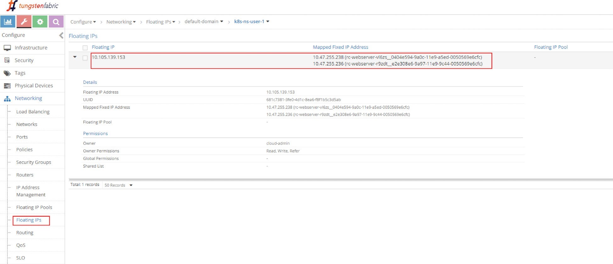 Cluster IP as
Floating IP (ECMP)