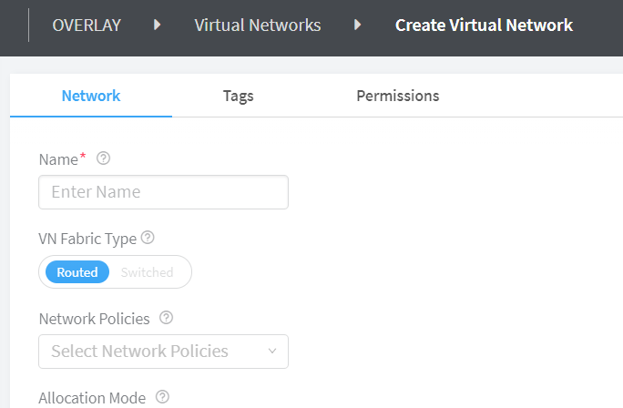 Create Routed Virtual Network