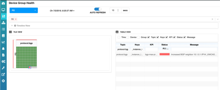 Healthbot Dahsboard Showing Maximum Prefix Validation