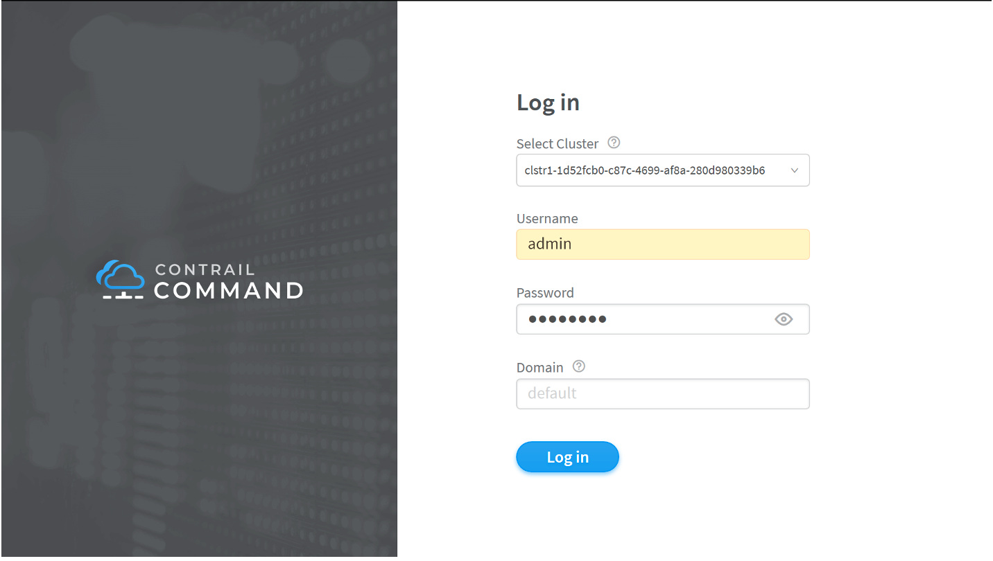 Contrail Command Login Page Example