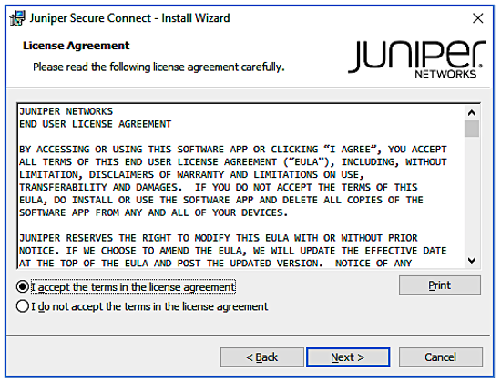 License Agreement Window