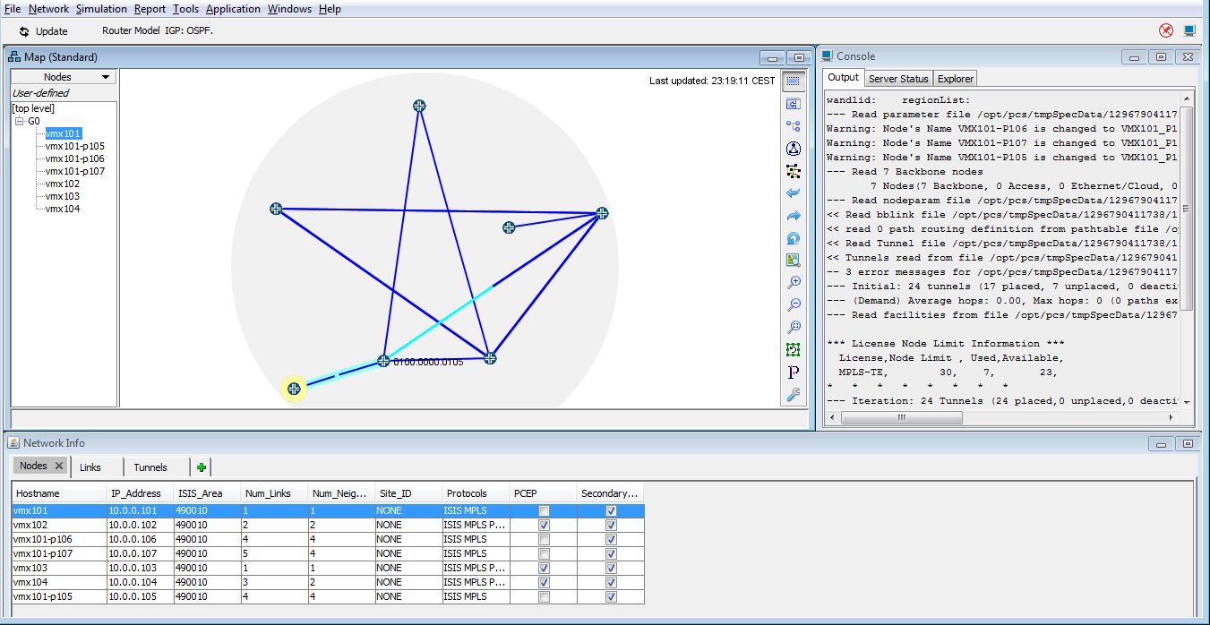NorthStar Planner Main Window with Network
Topology