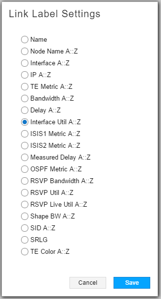 Link Label Settings: Interface
Util A::Z