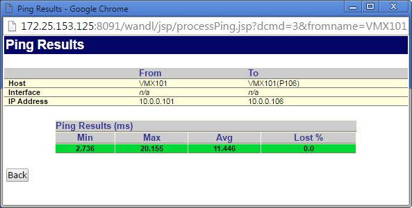 Ping Results Window
