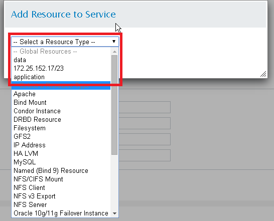 Add Resource to Service Window