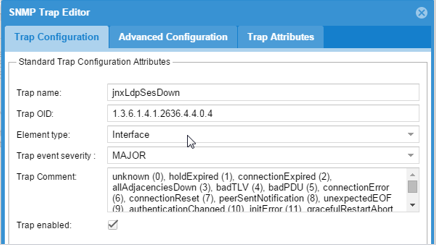 SNMP Trap Editor Trap Configuration
Tab