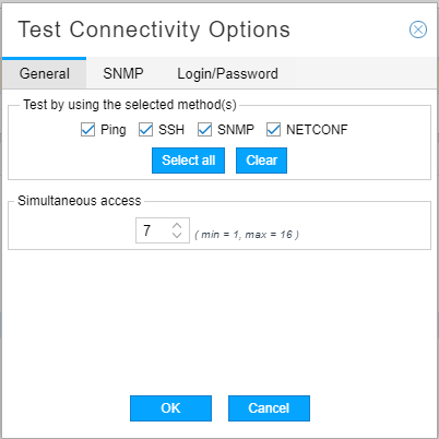 Test Connectivity
Options Window