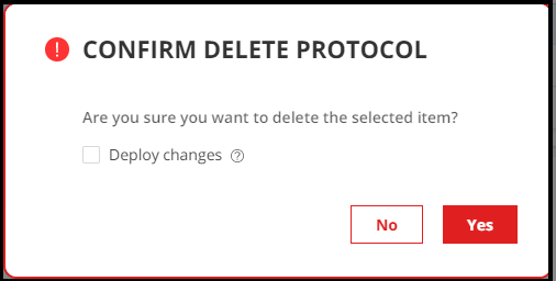 Confirm Delete Protocol Pop-up