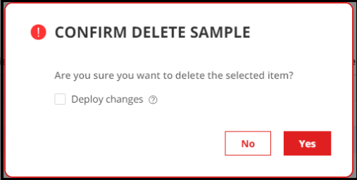Confirm Delete Sample Pop-up