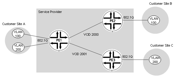 Point-to-Point
Ethernet Services with 802.1Q Interfaces