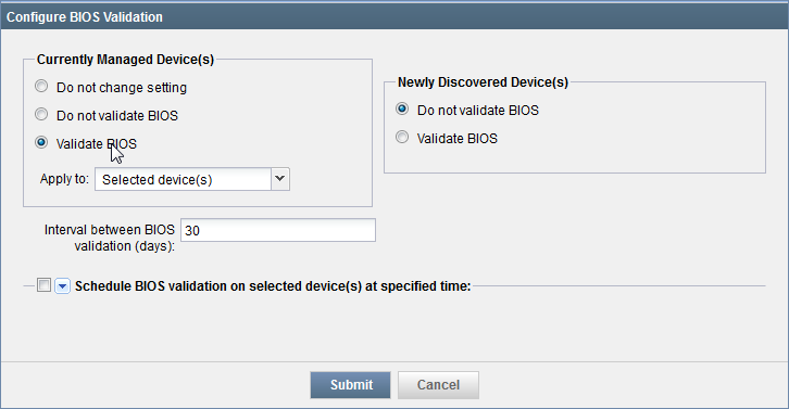 Configure BIOS Validation Dialog Box
