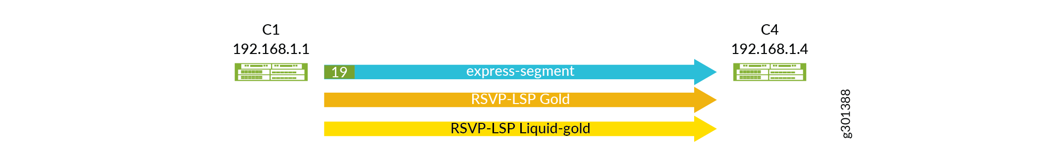 Express セグメントとして表される RSVP-TE LSP のペア