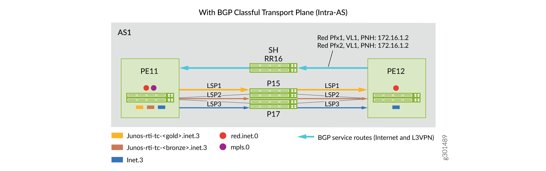AS 도메인 내: BGP 클래스풀 전송 플레인 구현을 위한 전후 시나리오