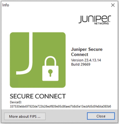 Displays Juniper Secure Connect Device ID Information
