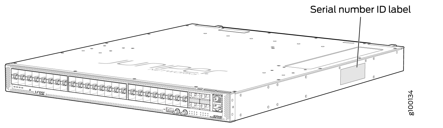 Location of the Serial Number ID Label on an ACX5448 router