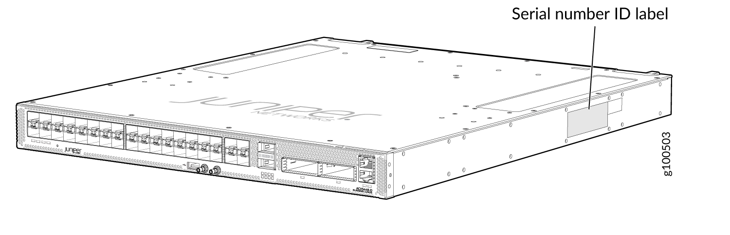 Location of the Serial Number ID Label on an ACX5448-D router