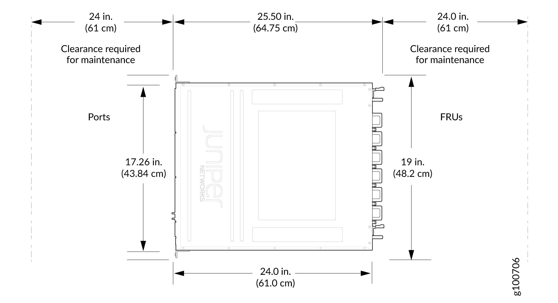 Clearance Requirements for Airflow and Hardware Maintenance for ACX5448-M Routers