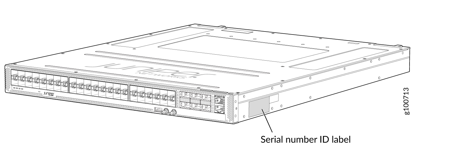 Location of the Serial Number ID Label on an ACX5448-M router