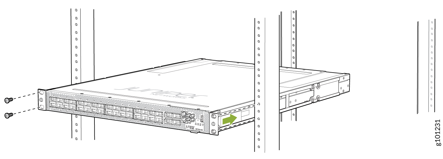 Install the ACX7100-32C Router in a Four-Post Rack