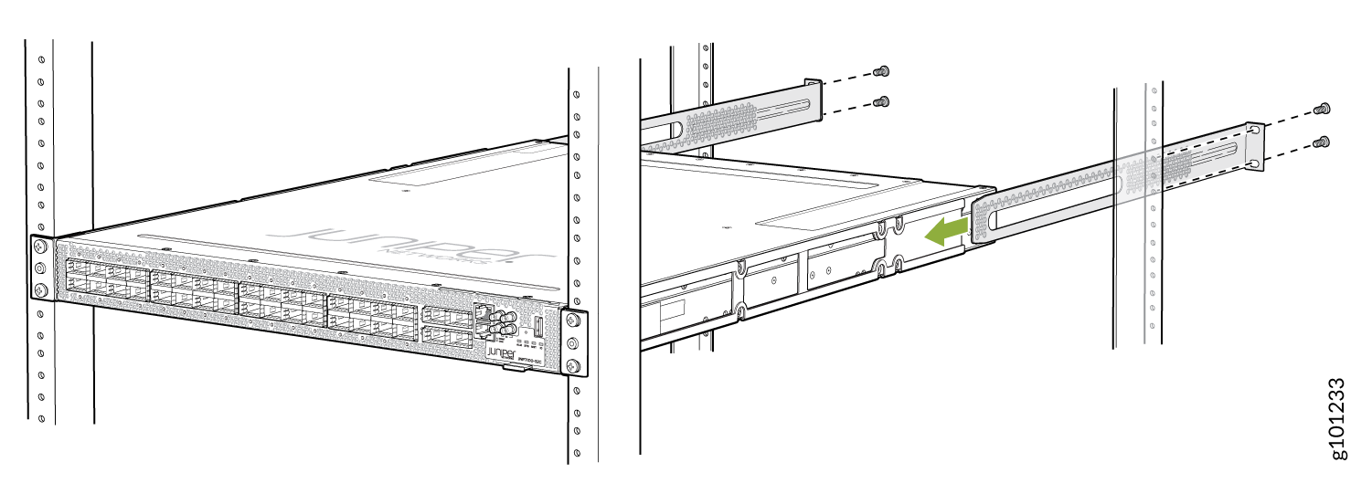 Install the Rear-Mounting Blades on an ACX7100-32C Router