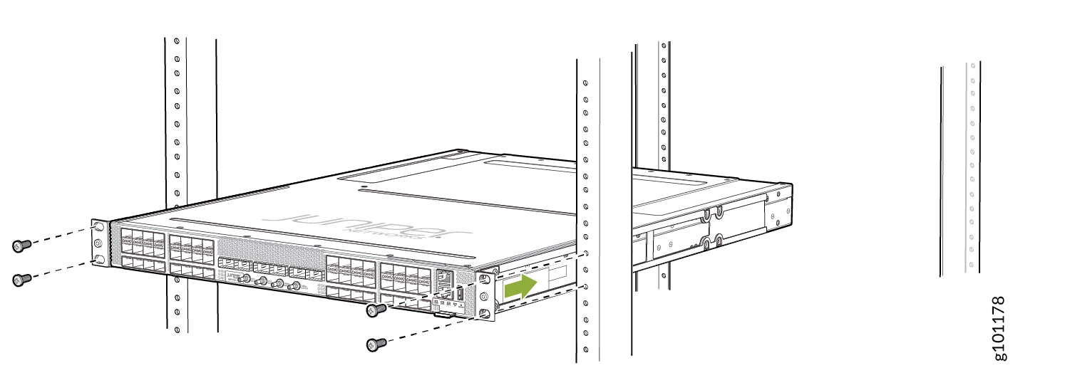 Install the ACX7100-48L Router in a Four-Post Rack